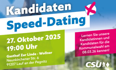 Bild zum Beitrag: Kandidaten-Speed-Dating der CSU Lauf – Politik zum Anfassen